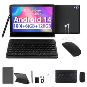 BUFO Mit Hülle Tastatur Maus Stift Kopfhörer Netzstecker Kabel Octa-Core Tablet (128 GB) 