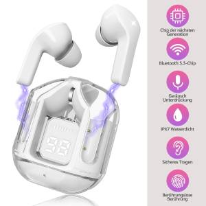 GREENSKY Bluetooth-Kopfhörer (LED Anzeige, Voice Assistant, Rauschunterdrückung, Bluetooth 5,3, True Wireless IPX7 wasserdicht In-Ear-Kopfhörer) 