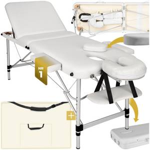 Tectake 3 Zonen Massageliege mit 5cm Polsterung und Aluminiumgestell - weiß 