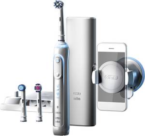 Oral-b Genius 8200 Elektrische Zahnbürste + Smartphone Halter weiß/silber 