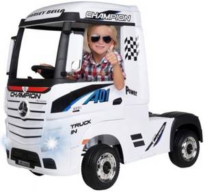 Actionbikes Motors Kinder Elektroauto Mercedes Benz Actros Truck Lizenziert weiß 