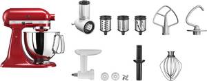 Kitchenaid Küchenmaschine 5KSM125EER, 300 W, 4,8 l Schüssel, mit Gratis Fleischwolf+3 Trommeln 