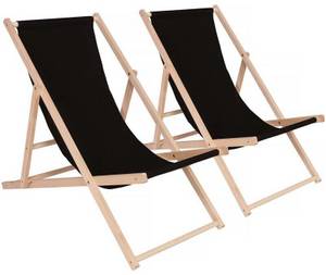 Habitat et Jardin Wood Sun Lounger Black (2 Pieces)