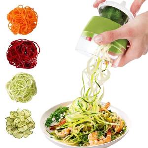 XDeer Gemüsehobel 4 in 1 Gemüseschneider Hand Gemüsehobel Spiralschneider Gemüse, für Gemüsespaghetti Karotte Gurke Kürbis Zucchini Kartoffel 