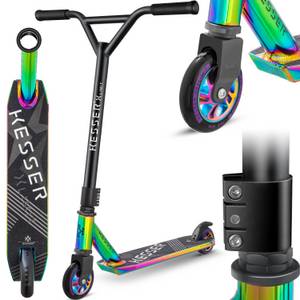 Kesser ® Scooter Funscooter Stuntscooter X-Limit - 360° Lenkung mit ABEC 9 Kugellagern 100 mm PU Räder Robuster Kickscooter Tretroller Cityroller Trick Roller für Kinder Erwachsene... Rainbow 