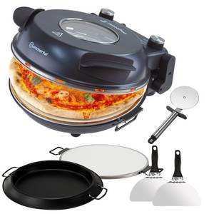 Sommertal Pizzaofen  PizzaProfi Pizzaofen, 32cm Pizzastein, mit Pfanneneinsatz, 2x Pizzaschieber, Pizzaschneider, Steinplatte 