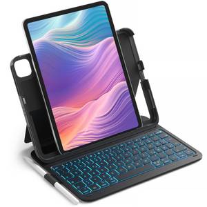 Inateck Ultraleichte für iPad 10,iPad Air 6/5/4,iPad Pro 11'',mit Stifthalter iPad-Tastatur (7-Farbiger Hintergrund Beleuchtung) 