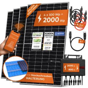 Solarway Balkonkraftwerk 2000W Komplett Steckdose - Ausgang einstellbar 600/800/2000W - 4x500W JaSolar-Module, Wechselrichter mit APP&WiFi, Plug&Play 