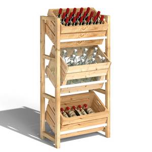 Outsunny Weinregal für 3 Getränkekisten, mit 3 Ebenen, freistehend, belast 150kg, Getränkekistenregal Holz 1-tlg., für Bier, Wasser, 56 x 32 x 112 cm, Naturholz 