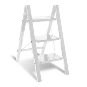 Clanmacy Trittleiter Stehleiter Trittleiter klappleiter 3 Stufen Haushaltsleiter Weiß 