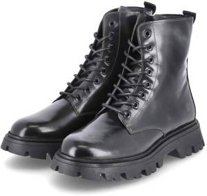 Apple Of Eden Combat ROMA 49 schwarz Lackleder Reißverschluss Klassische Stiefeletten