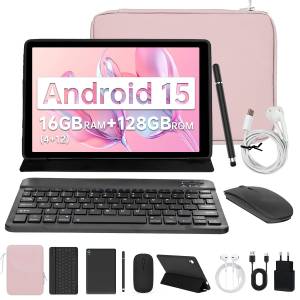 BUFO Hülle Tastatur Maus Stift Kopfhörer Netzstecker Kabel Octa-Core 128G Tablet (10