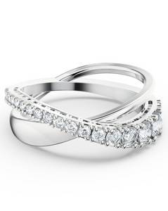 Swarovski Fingerring Twist Rows, weiss, rhodiniert, 5563911, 5572710, 5572716, 5572718, 5572724, mit  Kristallen 