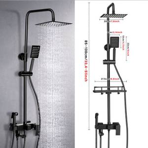 Oyajia Duschsystem Brausegarnituren Edelstahl Duschstange Set Messing Wasserhahn Duschset, 4 Strahlart(en), 85-130 cm Duschstangen Edelstahl Duschamaturenset Wassersparend 