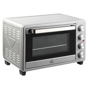 Homcom Minibackofen 32L Elektrischer Mini Ofen Drei Stufen mit Kochplatten Silber 