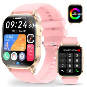 Yuede Smartwatch für Damen und Herren, Smartwatch (Quadratischer 2,01-Zoll-HD-Full-Touch-Farbdisplay Zoll) AMOLED Fitness Tracker uhr mit Anruffunktion, Gesundheits-Uhren mit Blutsauerstoff, Blutdruckmessung, Herzfrequenz, Schlafqualität, Schrittzähler, A 