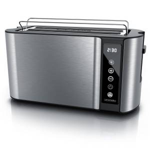 Arendo Toaster, 2 lange Schlitze, für 4 Scheiben, 1500 W, Langschlitz, Brötchenaufsatz, Wärmeisoliertes Gehäuse, Display, Touch 