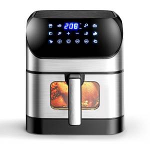 Oyajia Heißluftfritteuse Airfryer mit LED Touchscreen, ideal zum besonders fettarmen Garen, 1800 W, Heißluftfritteuse 5,5 L-15 L, Grillen oder Backen ohne Öl 