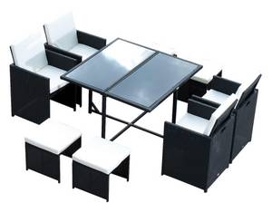 Homcom Sitzgruppe Schwarz Polyrattan 