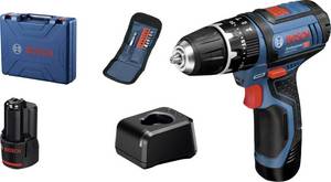 Bosch GSB 12V-15 Professional (2x 2.0 Ah + Ladegerät + Zubehörsatz  +Koffer) Akku-Schlagbohrschrauber