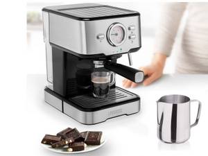 Princess Siebträgermaschine, italienische Siebdruck Kaffee & Espresso-Maschine mit Milchaufschäumer für Latte Macchiato & Cappuccino, 2in1 auch für Kapseln geeignet 