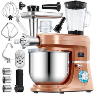 Kesser ® 3 in 1 Universal Küchenmaschine K-KM 3000 mit Fleischwolf Knetmaschine Multifuntionale Rührmaschine 5,5L Schüssel mit 3 Rührwerkzeuge 1,5L Entsafter Wurst Set Pasta & Plätzchenformen... Kupfer 