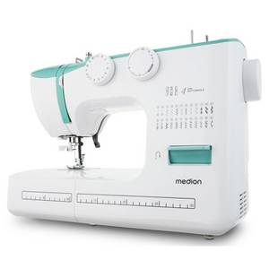 Medion ® Freiarm-Nähmaschine MD 10689, 60 Stichmuster, 4 Schritte Knopfloch, 24 Programme, Rückwärtstaste, Automatische Einfädler, Doppelnadelfunktion, Nählicht 