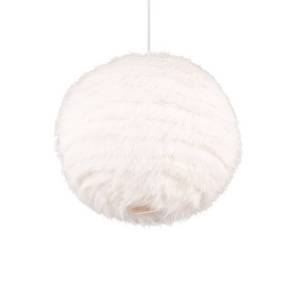 Reality Leuchten Hängeleuchte Furry, Ø 35 cm, sandfarben, Synthetik-Plüsch 