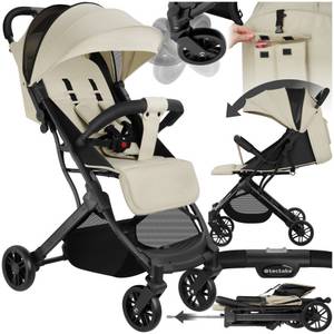 Tectake Kombi-Kinderwagen Buggy-Kinderwagen, Einhand-Klappmechanismus, mit 5-Punkt-Gurt, 