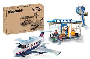  PLAYMOBIL City Action 71153 Flughafen mit Flugzeug und Tower, Mit 2 in 1 Wendekarton als umweltfreundliche Verpackung, Spielzeug für Kinder ab 4 Jahren [Exklusiv bei Amazon] 