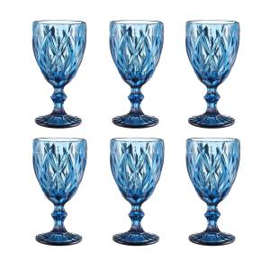 FOUORTUNATE-BEE Weinglas 6 bunte Weingläser mit Rautenschliff, 240 ml Kelchglas, Rotweinglas, Weißweinglas 
