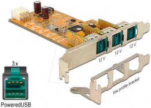 Delock 89656 -  PoweredUSB PCI Express Karte 3 x 12 V USB 2.0 Controller