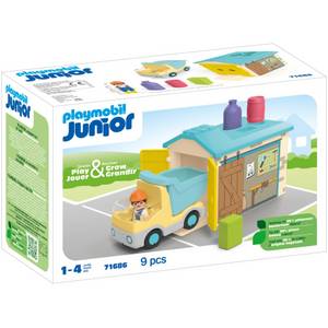 Playmobil 71686 Junior: LKW mit Sortiergarage, Konstruktionsspielzeug 