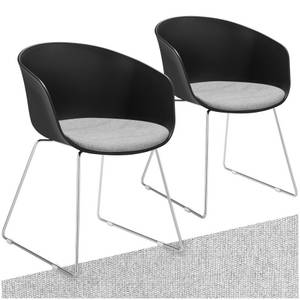Tectake ® Kunststoff-Armlehnstuhl, Kunststoffschale, gepolstert, schlanke Stahlbeine, 59,5 x 56 x 80,5 cm 