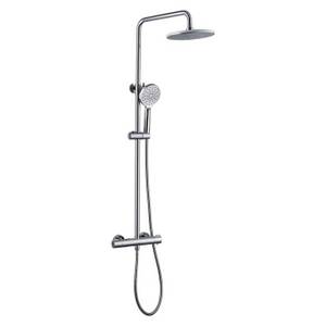 MODFU Duschsystem Thermostat Duschsystem Regendusche Duschset Rainshower Duscharmatur, Höhe 114 cm, 3 Strahlart(en), Höheverstellbarer Duschstange 3 Strahlarten Schlauch und Kopfbrause 