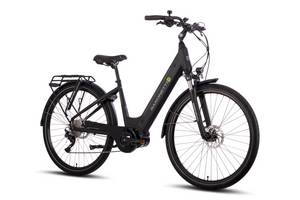 Saxonette Premium Sport E-Bike Wave Scheibenbremsen Mittelmotor Federgabel 10 Gang Kettenschaltung schwarz matt 