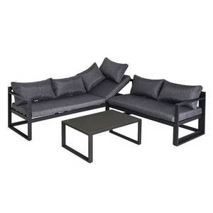 Outsunny Gartenmöbelset, 5 Sitzplätze, Aluminium/Polyester/Baumwolle/gesäuertes Glas - bunt 