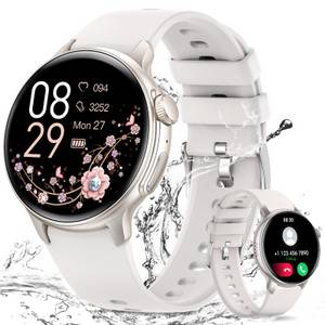 BANLVS 2025 NEW Smartwatch für Damen und Herren mit Telefonfunktion Smartwatch (3.63 cm/1.43 Zoll) IP68 Wasserdicht Armbanduhr, mit Herzfrequenz/SpO2/Schlafmonitor/Menstruationszyklus/AI Voice etc, für iOS Android 