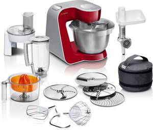 Bosch Küchenmaschine Styline MUM56740, 900 W, mit Edelstahl-Schüssel, automatischer Kabeleinzug, mit Zubehör im Wert von ca. 111€ UVP 