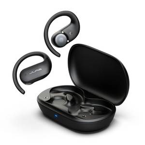  JLab Open Sport Kopfhörer – Kabellose Open-Ear Sportkopfhörer mit Ohrbügeln, 26 Stunden Laufzeit, Bluetooth-Kopfhörer für Läufer und Jogger, IP55 Schweißresistent, Bluetooth Multipoint, Schwarz 