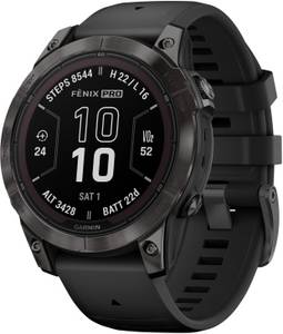 Garmin fēnix® 7 Pro Sapphire Solar Carbongrau Titan + Armband Schwarz iOS Smartwatch
