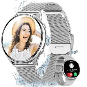 BANLVS damen mit Telefonfunktion Smartwatch Smartwatch (3.53 cm/1,39 Zoll, HD Touchscreen) Armbanduhr mit 120+ Sportmodi, 200+ verschiedene Zifferblätter Herzfrequenz SpO2 Schlafmonitor, IP67 Wasserdicht Fitnessuhr für Android iOS 