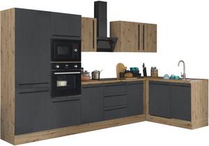 Kochstation Winkelküche, Breite 340 cm, Softclose für Türen und Schubkästen, FSC-Mix 70% 