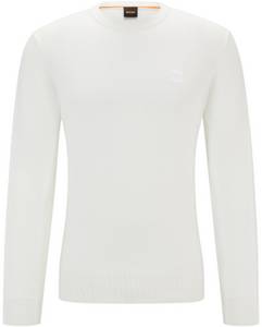 Hugo Boss Pullover aus Baumwolle und Kaschmir mit Rundhalsausschnitt und Logo (50471343) weiß Herren-Wollpullover