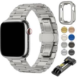  OULUOQI für Apple Watch Armband 45mm 44mm 49mm 42mm 40mm 41mm 38mm Herren Damen, Business Metall Edelstahl Ersatzband Kompatibel mit Ultra 2/Ultra SE iWatch Series 9 8 7 6 5 4 3 2 1 