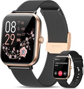 NAIXUES Smartwatch Damen mit blutzuckermessung Smartwatch (4.65 cm/1.83 Zoll, HD Voll Touchscreen) milanaise Armband Fitnessuhr, IP68, 24H Herzfrequenz, Menstruationszyklus, Schlafmonitor, SpO2, Geschenke für iOS Android Rosa 