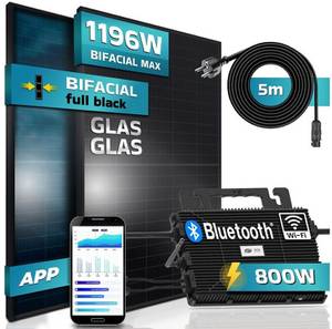 SUNNIVA Balkonkraftwerk 1196/800W 2 x 460Wp Module + EcoFlow PowerStream 800W + Schuko-Kabel 5m Balkonkraftwerk
