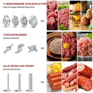 AMZCHEF Fleischwolfaufsatz  Metall Fleischwolfaufsatz für KitchenAid Küchenmaschinen 