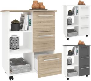 Vcm Holz Küchenwagen Servierwagen Rollwagen Ablage rollbar Rollen Schublade Esilo 