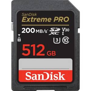 Sandisk Extreme Pro 512 GB SDXC Speicherkarte (200 MB/s, Class 10, U3, V30)